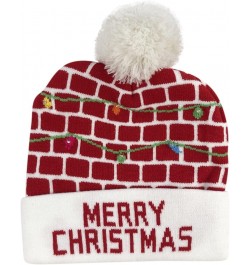 Light up Christmas Hat Xmas LED Knitted Sweater Hat,Red Knit Cap with Pom Unisex Beanie for Men Women Teens C $10.39 Skullies...