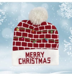 Light up Christmas Hat Xmas LED Knitted Sweater Hat,Red Knit Cap with Pom Unisex Beanie for Men Women Teens C $10.39 Skullies...