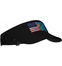 Kazakhstan America Flag Sun Defense Adult Protection Visor Black $9.16 Visors