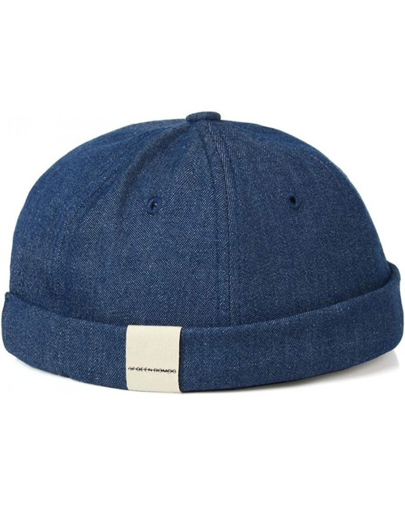 Unisex Docker Brimless Hats Skullcap Beanie Worker Sailor Cap Retro Rolled Cuff Skull Caps with Adjustable 100*blue $10.31 Sk...