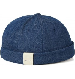 Unisex Docker Brimless Hats Skullcap Beanie Worker Sailor Cap Retro Rolled Cuff Skull Caps with Adjustable 100*blue $10.31 Sk...