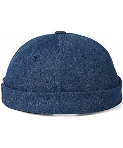 Unisex Docker Brimless Hats Skullcap Beanie Worker Sailor Cap Retro Rolled Cuff Skull Caps with Adjustable 100*blue $10.31 Sk...