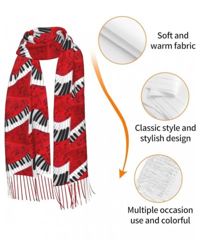 Mexican Salsa Symbols Print Cashmerette Fringed Scarf Shawl For Women Lightweight Scarf Fall Winter Thick Scarf Music Note Pi...