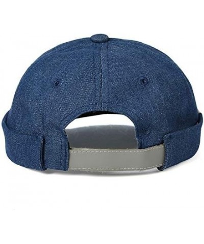 Unisex Docker Brimless Hats Skullcap Beanie Worker Sailor Cap Retro Rolled Cuff Skull Caps with Adjustable 100*blue $10.31 Sk...