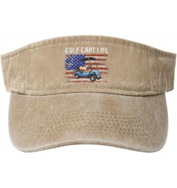 Golf Cart Life USA Flag Sun Visor Hats for Women Men Sun Hat Vintage Golf Hat Adjustable Baseball Cap Natural $13.62 Visors