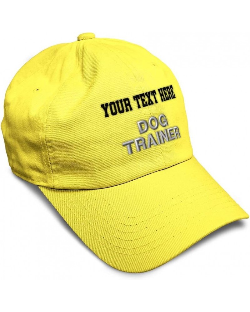 Soft Baseball Cap Dog Trainer A Embroidery Humor Teacher Twill Cotton Dad Hats for Men & Women Yellow Personalized Text Here ...