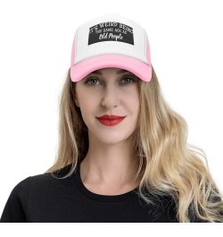 It's Weird Being The Same Age As Old People Gift Trucker Hat Mesh Baseball Cap Men Ponytail Hat Women Sun Hat Black Pink $9.4...