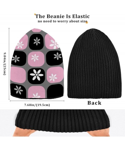 Plaid Cartoon Fashion Pink Black Beanie Knit Hat Vintage Stylish Knit Beanie Hat Adults Kids Women Men Plaid Cartoon Fashion ...