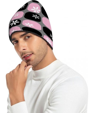 Plaid Cartoon Fashion Pink Black Beanie Knit Hat Vintage Stylish Knit Beanie Hat Adults Kids Women Men Plaid Cartoon Fashion ...