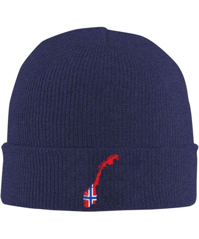 Norway Flag Map Cozy Knitted Hat for Winter - Warm Comfort Black Navy Blue $15.92 Skullies & Beanies