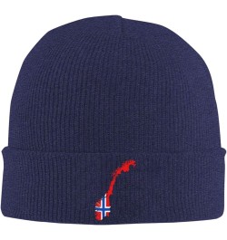 Norway Flag Map Cozy Knitted Hat for Winter - Warm Comfort Black Navy Blue $15.92 Skullies & Beanies