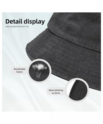 Unisex Fashion Printing Bucket Hat Washed Cotton Sun Fisherman Cap Outdoor Headwear for Women Men Black $10.79 Bucket Hats