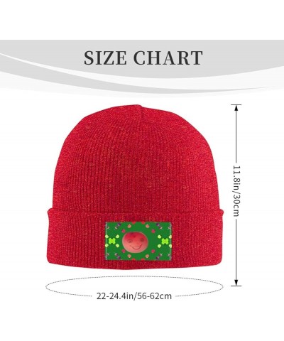 Black Knit Hat Cap Smiling red Peaches Pattern Soft Good Elasticity Suitable for Daily and Outdoor Sports Red $9.60 Skullies ...