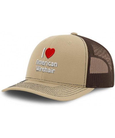 Custom Richardson Trucker Hat I (Love) American Wirehair Red Heart Pet Lovers Khaki Coffee Design Only $14.34 Baseball Caps