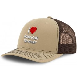 Custom Richardson Trucker Hat I (Love) American Wirehair Red Heart Pet Lovers Khaki Coffee Design Only $14.34 Baseball Caps