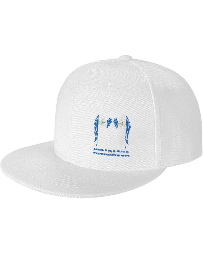 Snapback Baseball Cap Wings Nicaragua Flag Classic Dad Trucker Flat Bill Brim Hat White $10.49 Baseball Caps