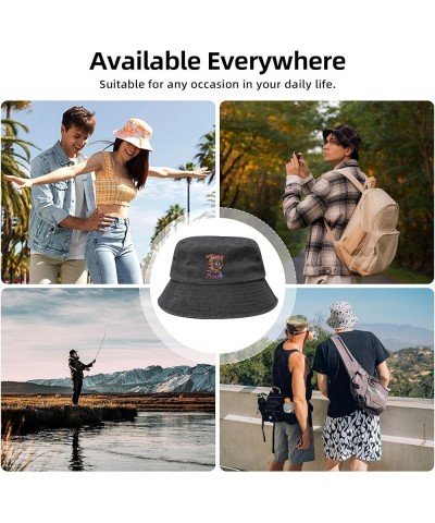 Unisex Fashion Printing Bucket Hat Washed Cotton Sun Fisherman Cap Outdoor Headwear for Women Men Black $10.79 Bucket Hats