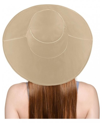 Women Tan Sun Hat Wide Brim Summer Beach Hat Reversible Foldable Chin Strap UV Protection Hat $14.39 Sun Hats