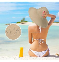 Women Tan Sun Hat Wide Brim Summer Beach Hat Reversible Foldable Chin Strap UV Protection Hat $14.39 Sun Hats