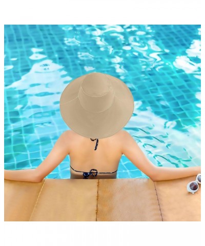 Women Tan Sun Hat Wide Brim Summer Beach Hat Reversible Foldable Chin Strap UV Protection Hat $14.39 Sun Hats