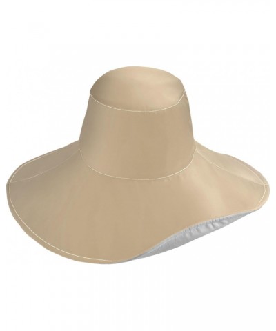 Women Tan Sun Hat Wide Brim Summer Beach Hat Reversible Foldable Chin Strap UV Protection Hat $14.39 Sun Hats