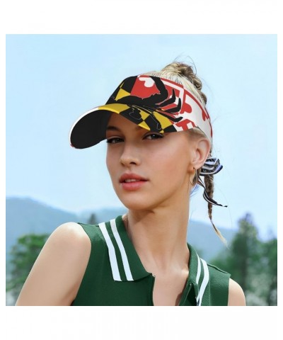 Funny Maryland Flag Sun Visor Hats Men Women Summer Beach Cap Sun Sport Visors Hat for Running,Jogging,Cycling, Fishing Flag ...