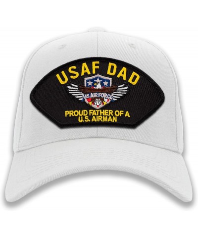 USAF Air Force Dad - Proud Father of a US Airman Ballcap or Trucker Hat White Standard (No Flag) $19.25 Baseball Caps