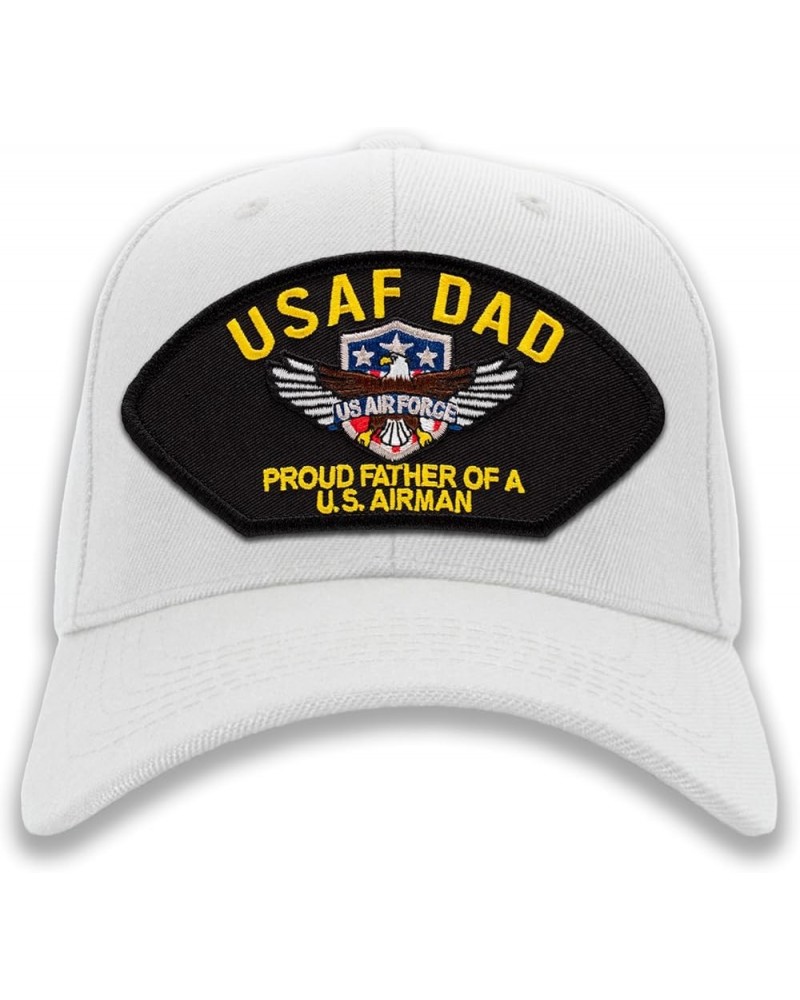 USAF Air Force Dad - Proud Father of a US Airman Ballcap or Trucker Hat White Standard (No Flag) $19.25 Baseball Caps