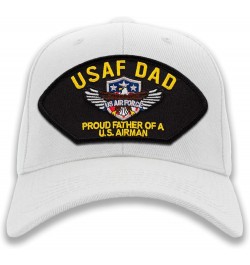 USAF Air Force Dad - Proud Father of a US Airman Ballcap or Trucker Hat White Standard (No Flag) $19.25 Baseball Caps