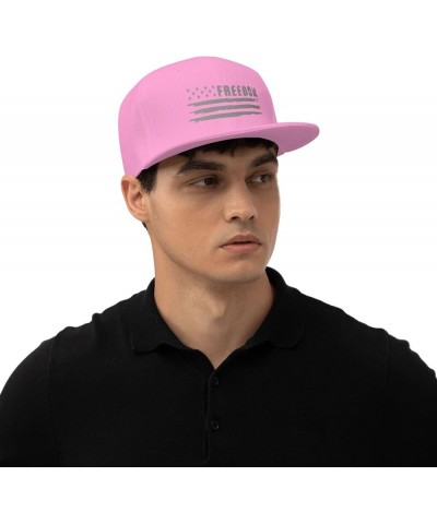 Freedom USA Flag Baseball Cap for Men Women Snapback Hat Trucker Flat Bill Caps Sun Hat Pink $10.98 Baseball Caps