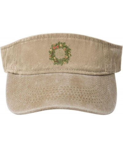 Green Garland On The Christmas Tree Sun Visor Hats for Women Men Adjustable Sports Sun Hats Cotton Golf Cap Natural $9.95 Visors