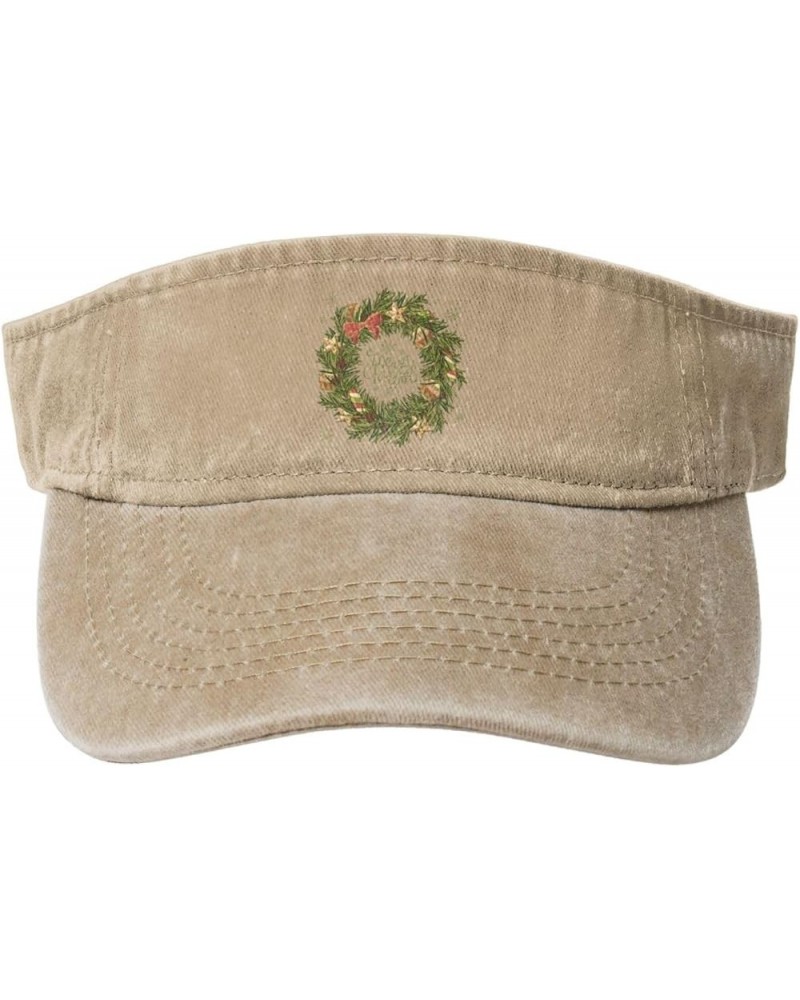 Green Garland On The Christmas Tree Sun Visor Hats for Women Men Adjustable Sports Sun Hats Cotton Golf Cap Natural $9.95 Visors