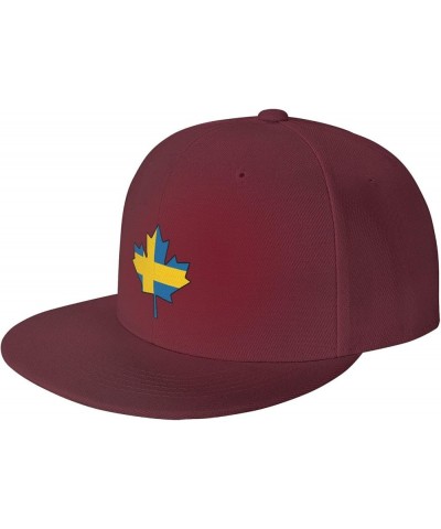 Men Women Adjustable Baseball Caps, Sweden Flag Canada Maple Leaf Unisex Plain Hats Vintage Trucker Dad Cap Black Dark Red $1...