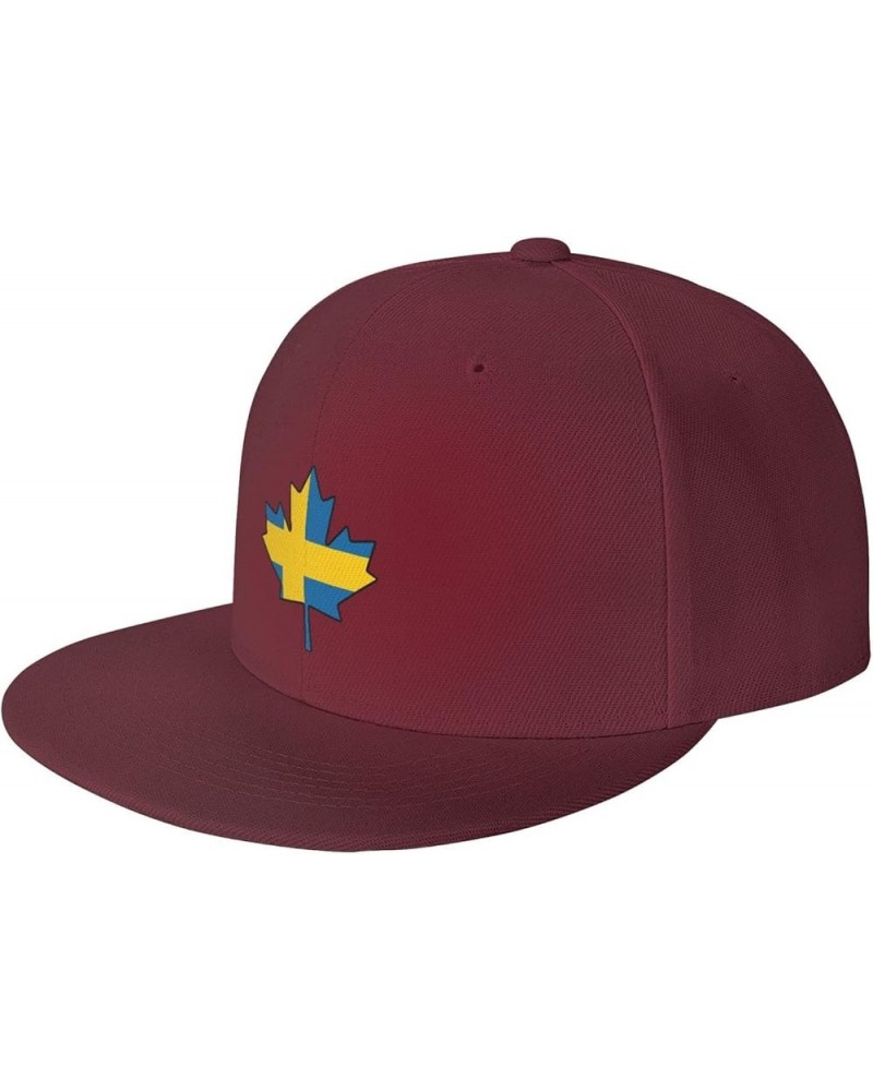 Men Women Adjustable Baseball Caps, Sweden Flag Canada Maple Leaf Unisex Plain Hats Vintage Trucker Dad Cap Black Dark Red $1...