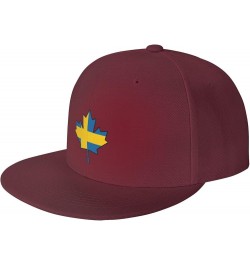 Men Women Adjustable Baseball Caps, Sweden Flag Canada Maple Leaf Unisex Plain Hats Vintage Trucker Dad Cap Black Dark Red $1...