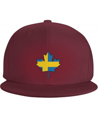 Men Women Adjustable Baseball Caps, Sweden Flag Canada Maple Leaf Unisex Plain Hats Vintage Trucker Dad Cap Black Dark Red $1...