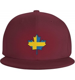 Men Women Adjustable Baseball Caps, Sweden Flag Canada Maple Leaf Unisex Plain Hats Vintage Trucker Dad Cap Black Dark Red $1...