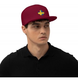 Men Women Adjustable Baseball Caps, Sweden Flag Canada Maple Leaf Unisex Plain Hats Vintage Trucker Dad Cap Black Dark Red $1...