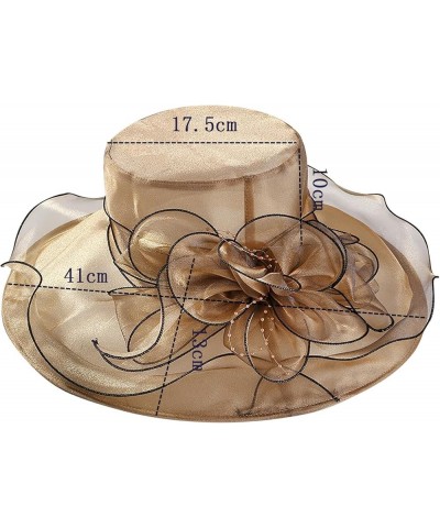 Fascinators Hat for Womens Bridal Wedding Dress White Wide Brim Hat Organza Sun Cap Casual Navy $9.59 Sun Hats