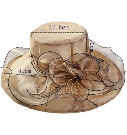 Fascinators Hat for Womens Bridal Wedding Dress White Wide Brim Hat Organza Sun Cap Casual Navy $9.59 Sun Hats