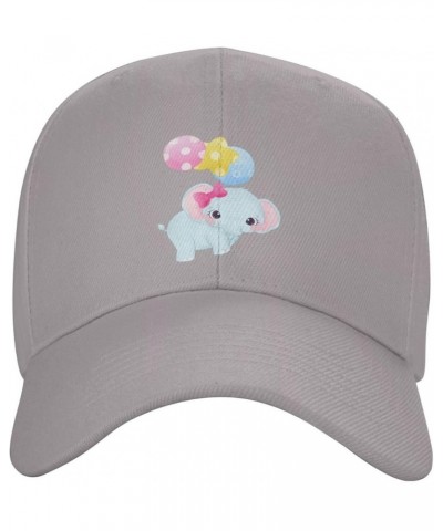 Cute Elephants and Balloons Fly Together Baseball Cap for Men Women Dad Hat Classic Adjustable Golf Hats Gray $10.73 Baseball...