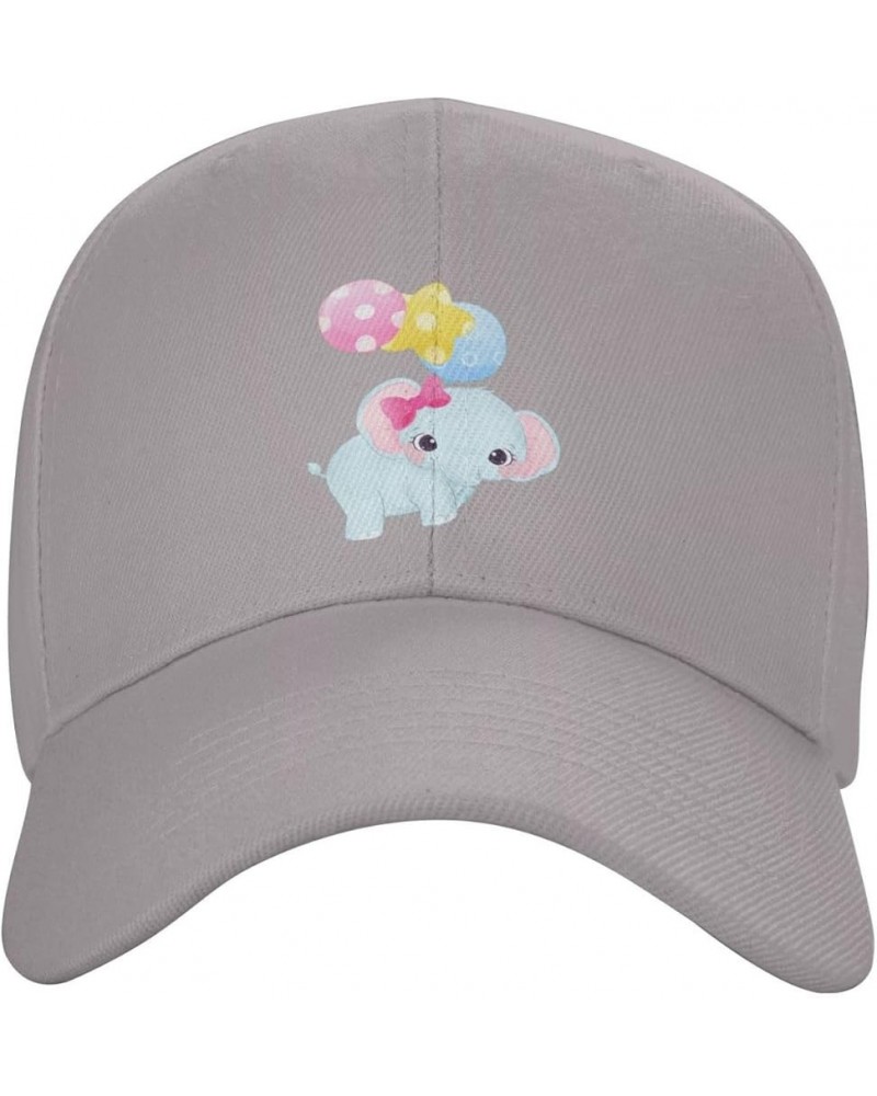 Cute Elephants and Balloons Fly Together Baseball Cap for Men Women Dad Hat Classic Adjustable Golf Hats Gray $10.73 Baseball...