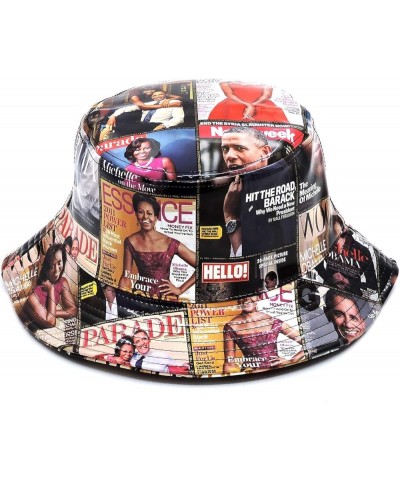 Unique Michelle Obama Magazine Cover Print Womens Patent Faux Leather Baseball Cap Hat - Multi $20.30 Baseball Caps