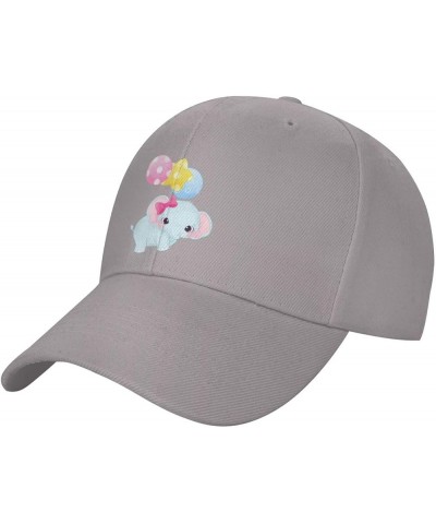 Cute Elephants and Balloons Fly Together Baseball Cap for Men Women Dad Hat Classic Adjustable Golf Hats Gray $10.73 Baseball...