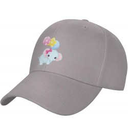 Cute Elephants and Balloons Fly Together Baseball Cap for Men Women Dad Hat Classic Adjustable Golf Hats Gray $10.73 Baseball...