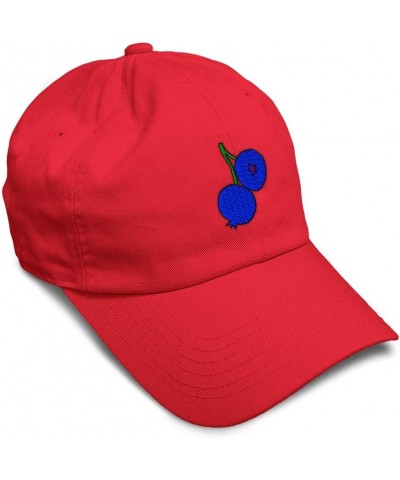 Custom Soft Baseball Cap Blueberries A Embroidery Fruit Funny Twill Cotton Funny Dad Hats for Men & Women Red Design Only $16...