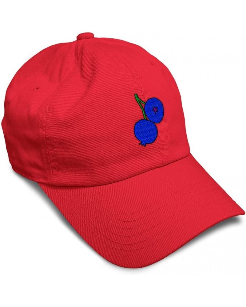 Custom Soft Baseball Cap Blueberries A Embroidery Fruit Funny Twill Cotton Funny Dad Hats for Men & Women Red Design Only $16...