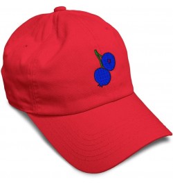 Custom Soft Baseball Cap Blueberries A Embroidery Fruit Funny Twill Cotton Funny Dad Hats for Men & Women Red Design Only $16...