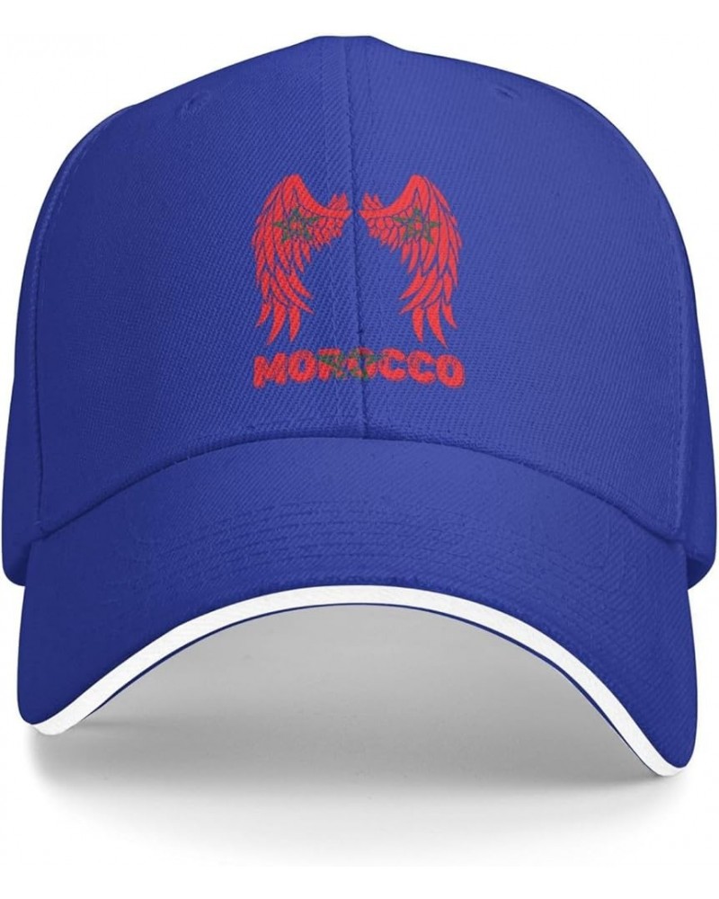 Wings Morocco Flag Baseball Cap for Men Women Blue $11.96 Baseball Caps