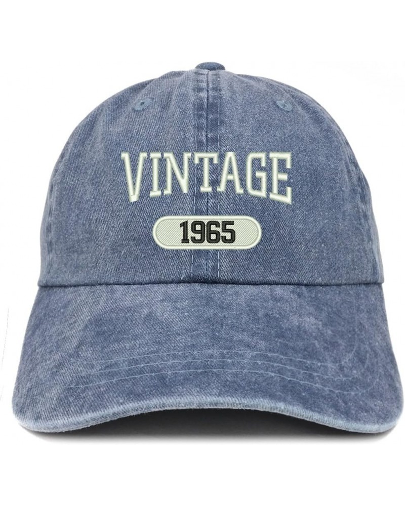 Vintage 1965 Embroidered 59th Birthday Soft Crown Washed Cotton Cap Navy $10.00 Baseball Caps